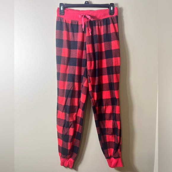 Aeropostale Red Black Buffalo Plaid Cozy Festive Sleep Joggers Size Small Lounge - Picture 4 of 9
